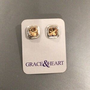 Grace & Heart Topaz crystal/Sterling Silver Stud Earrings